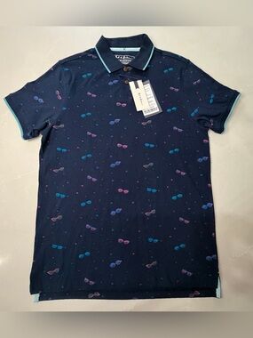 Mast & Harbour Men's Navy Sunglasses-Print Polo Shirt, L